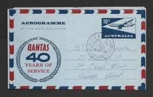 Australia 1960 10d Qantas Aerogramme fine used FDI cancel - Picture 1 of 2