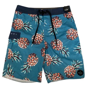 Rip Curl Men’s Pineapple Board Shorts Hawaiian Swim Trunks Blue Size 30 NEW - Picture 1 of 15