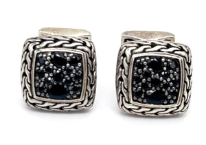 Men's John Hardy Black Sapphire Cufflinks - 925 - Picture 1 of 7