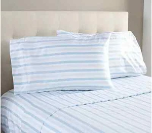 Northern Nights S/2 500TC Egyptian Cotton Pillowcases-Blue Stripe-King-H479277 - Picture 1 of 2