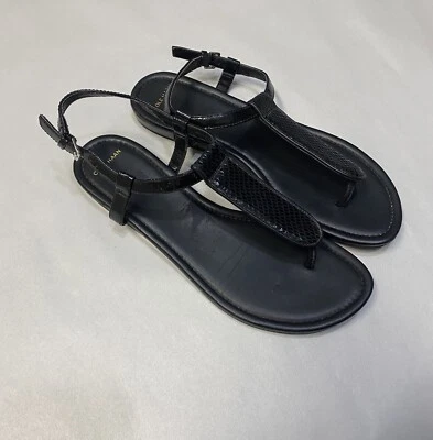 Sandalias planas Cole Haan para mujer talla 9B charol con tiras nuevas sin etiquetas Foto 1 de 4