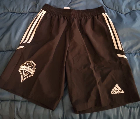 Men's adidas Black Seattle Sounders FC Downtime AEROREADY Shorts Cover