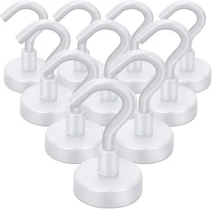 Strong Magnetic Hooks, 30Lbs 10 Pack for Refrigerator, Grill, Home, Office - Picture 1 of 7