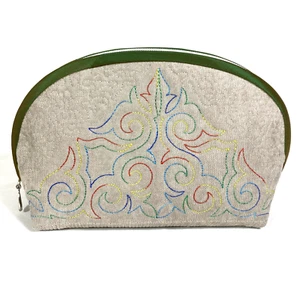 Handgefertigte bestickte Leinen Make-up Kosmetiktasche Unikat Geschenk Beauty Case - Bild 1 von 5