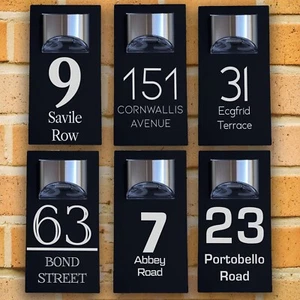 House Number Plaques LED Solar Light Personalised Home Door Signs Plate - Picture 1 of 23