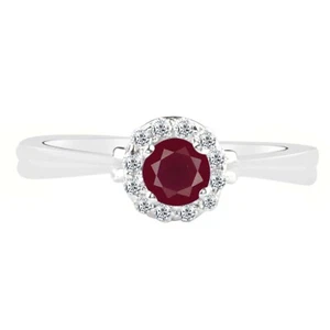 1.45Ct Round Shape Natural Burmese Red Ruby Women's Ring In 925 Sterling Silver - Picture 1 of 4