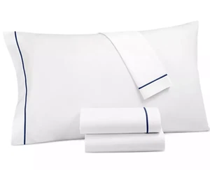 Hotel Collection Italian Percale 4 pc King sheet set navy $500 - Picture 1 of 5