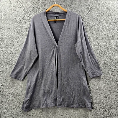 Vintage TS Taking Shape Cardigan Top Plus Size S Grey Stretch Knit 3/4 Sleeve - Image 1 of 4