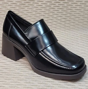 M&S Echtleder Halbschuhe mit Blockabsatz ~ Größe 5,5 ~ schwarz (UVP 55 £) - Bild 1 von 7