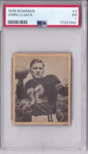 Bowman 1948 - #3 - John Lujack - Notre Dame - Bears - PSA 1 RC ROOKIE SP - Imagen 1 de 2