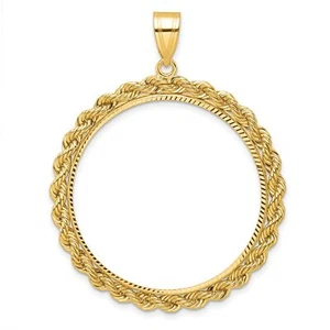 1986-Now $50 1 oz American Eagle Prong Set Petite Rope Coin Bezel in 14k Gold - Picture 1 of 6
