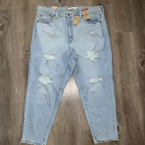 Pantalones de mezclilla Levi's cintura alta mamá talla grande 20 W para mujer desgastados elásticos lavado ligero - Imagen 1 de 8