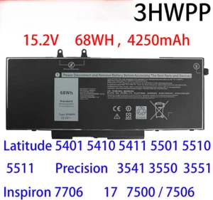 New 68Wh Battery for Dell Latitude 5401 5411 15 5501 5511 Precision 3541 - Afbeelding 1 van 4