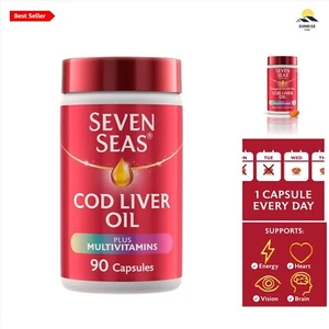 Cod Liver Oil Multivitamin Capsules Omega-3 Vitamin D Supplements 90 Count - Picture 1 of 11