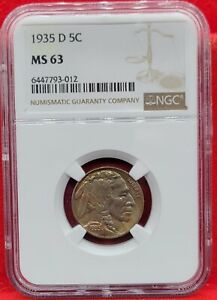 1935-D Indian Head Buffalo Nickel NGC Graded MS63 Denver Mint AP20B