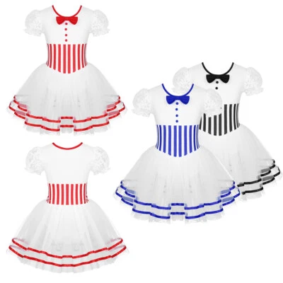 Kids Girl Ballet Leotard Tutu Skirt Figure Ice Skating Dress Ballerina Dancewear - Image 1 of 4