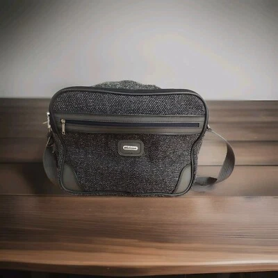 Bolso de Lona de Viaje Vintage Marca de Ocio Negro Tweed 16 x 12 X 6 Foto 1 de 4
