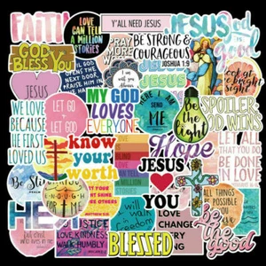 50Pcs Jesus Aphorisms Stickers Pack JDM Car Motorcycle Racing Helmet Decals Lot - Foto 1 di 7