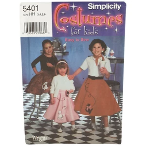 SIMPLICITY Costumes 5401 Girls Poodle Skirt Vtg Sewing Pattern 2003 USA Uncut Vg - Picture 1 of 11