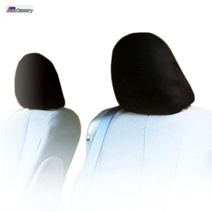 Set of 2 Solid Black Cloth Car Headrest Covers with Foam Backing for VW - Picture 1 of 7