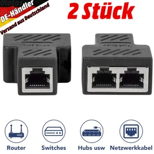 2x RJ45 LAN Splitter Y Verteiler Adapter Netzwerk 1zu2 Ethernet Kabel CAT5 CAT6 - Bild 1 von 7