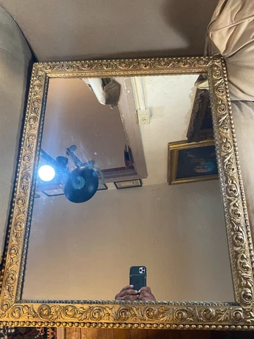 Large Vintage Gold Tone Framed Mirror - 24.5" Wide x 30.5" Tall x 1.25" Deep Cover