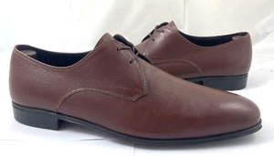 Ferragamo Men's Size 8 D Embossed Logo Leather Derby Oxfords Shoes Reg $700 - Picture 1 of 9