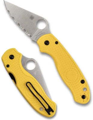SPYDERCO Para 3 Salt Yellow Lightweight CPM MagnaCut, Serrated Edge C223SYL NEW