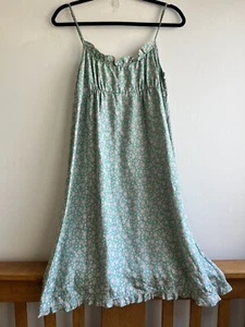 Lee Mathews Womens Dress Size 1 Pure Silk Size Small Light Turquoise Mini Ruffle - Picture 1 of 6