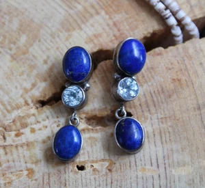 Ohrhänger Lapis, Aquamarin & Sterlingsilber von Nabiha Navajo - Bild 1 von 8