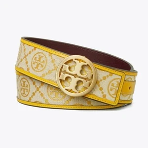 Tory Burch T Monogram Belt in Goldfinch – Sz M - Picture 1 of 9