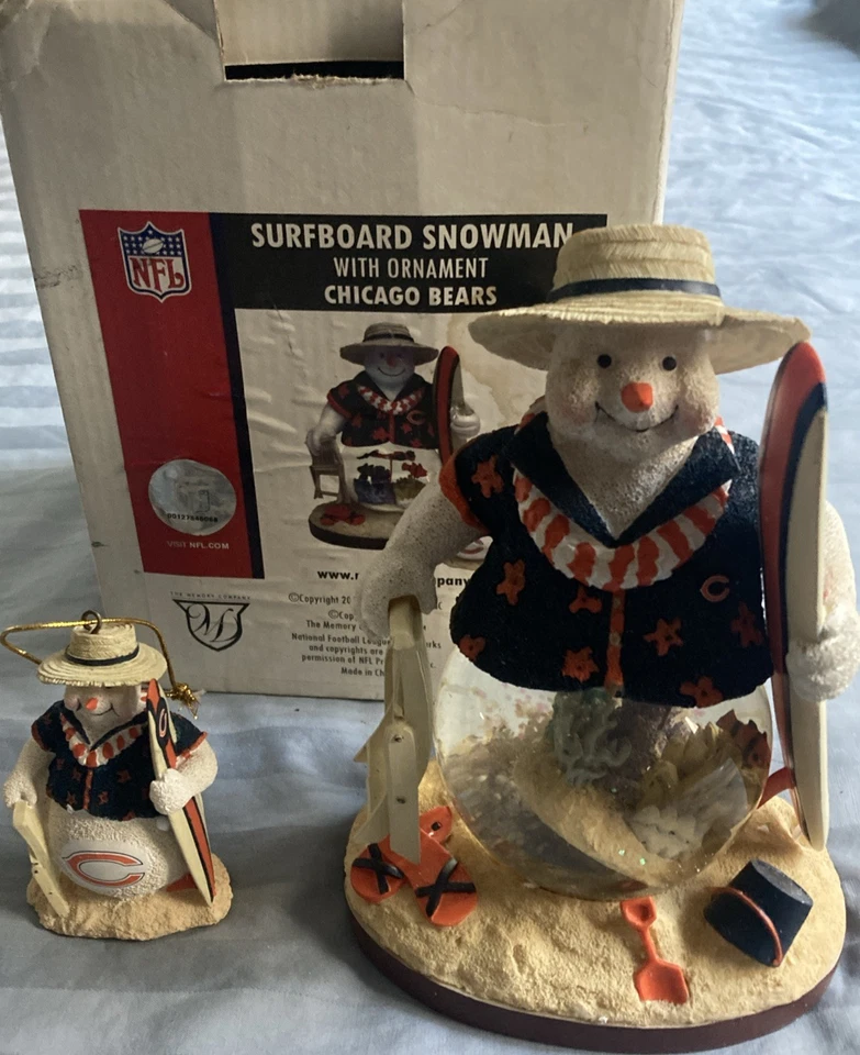 Chicago Bears NFL tabla de surf muñeco de nieve con adorno 2006 - Memory Company Foto 1 de 4