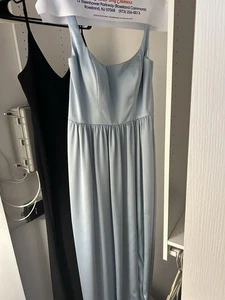 Vestido de Dama de Honor Revelry Azul Cielo Satinado Talla 14 Largo - Imagen 1 de 7