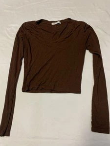 Damen Geripptes Oberteil Shirt Langarm Braun Größe S Active Use Tank Shirt   - Bild 1 von 3