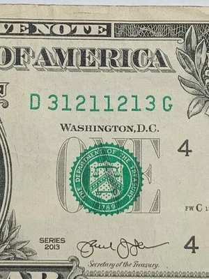 📡2013 $1 D CLEVELAND BEP D-G BLOCK TRINARY **RADAR** (D31211213G)📡 - Image 1 of 4