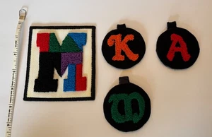 NOS Lot of 4 Vintage Handmade Chenille Felt Alphabet Letter Patches Multicolor - Picture 1 of 20