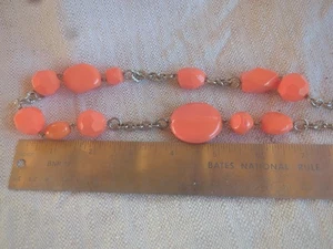 Necklace Beaded Orange Geo Shapes With. Silver Toned Links Lobster Clasp 22... - Picture 1 of 9