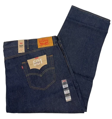 Levis 501 Original Fit Mens Stretch Jeans 56X30 Big & Tall Dark Blue - Image 1 of 4