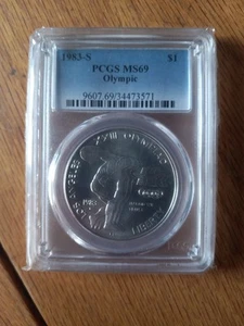 1983-S Olympic Discus Commemorative Silver Dollar PCGS MS69 - Picture 1 of 2