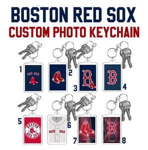 BOSTON RED SOX MLB Baseball 2 Sided Large Photo Keychain CUSTOM YOU CHOOSE - Picture 1 of 14