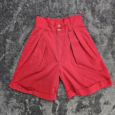 Bermudas de Colección Años 80 Rojo Cereza Tiro Alto Pierna Ancha Algodón Culottes XXS XS Foto 1 de 4
