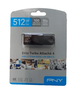 Unidad Flash PNY Elite Turbo Attache 4 512 GB USB 3.2 hasta 100 MB/s - Nueva - Imagen 1 de 2