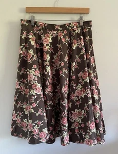 Hell Bunny Vixen 2XL XXL rosa braun "Rosie" Swing Rock Blumen 50er A-Linie Knopf - Bild 1 von 10