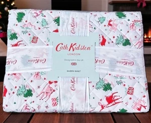 Cath Kidston London QUEEN Quilt Christmas DITSY DEER Pink White Cotton NEW - Picture 1 of 6