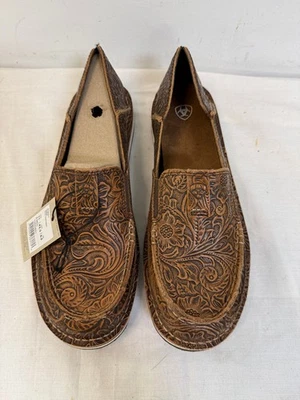 Women's Ariat Cruiser Brown Floral Embossed Loafer size 11 NEW 10035831 - Image 1 of 4