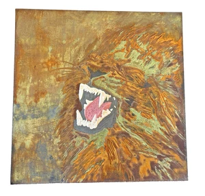 Männliches Löwengebrüll 2009 Gregory Kasdale? 18" x 18" signierte strukturierte Zunge Chewbacca? - Bild 1 von 10