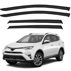 Tape-On Tinted Side Window Visor Rain Guards For 13-18 Toyota Rav4 Vent Shade - Picture 1 of 13