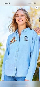 Camisa Demin Bordada Disney Winnie The Pooh Nueva Con Etiquetas Talla Grande - Imagen 1 de 5