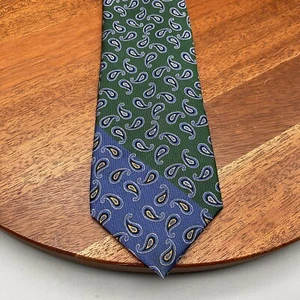 ROOSTER - Men's Paisley 100% Silk Neck Tie 4"W x 58"L Blue Green & Gold, New - Picture 1 of 9