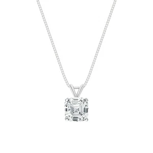 2,25 Karat Asscher erstellt Diamant echt massiv 18K Weißgold Anhänger 18 Zoll Halskette - Bild 1 von 3